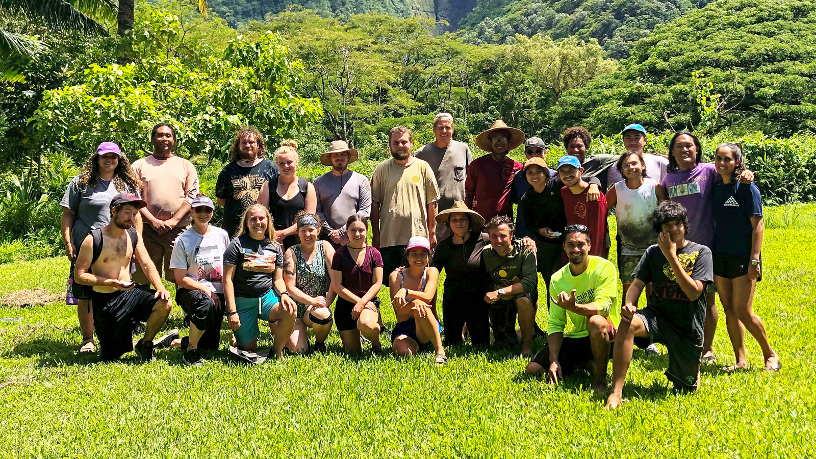 A group of anthropology students in a section of Hawaii.