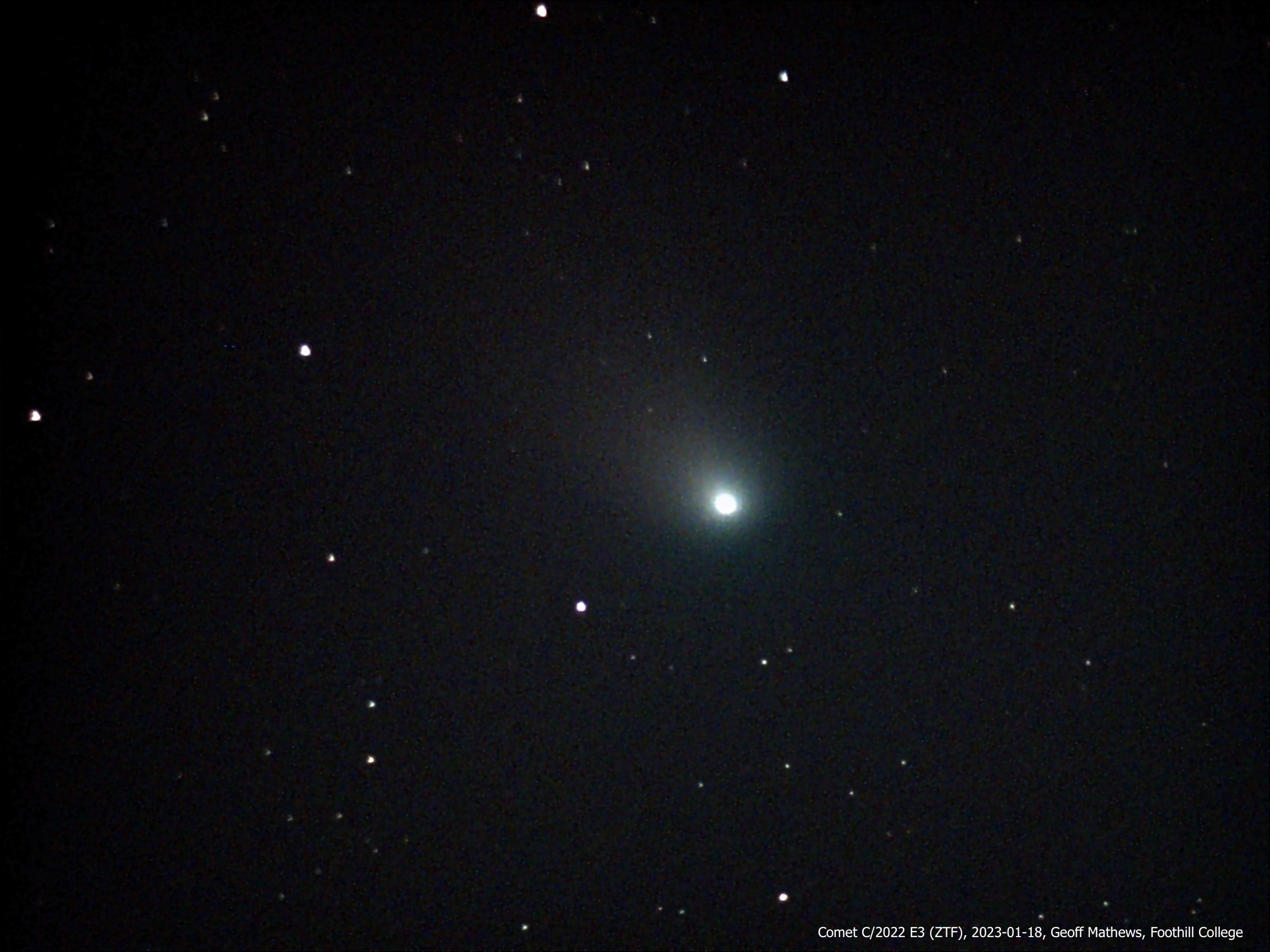 Comet C/2022 E3 (ZTF), as seen on the morning of January 18, 2023