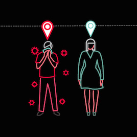 two persons with dotted line connection