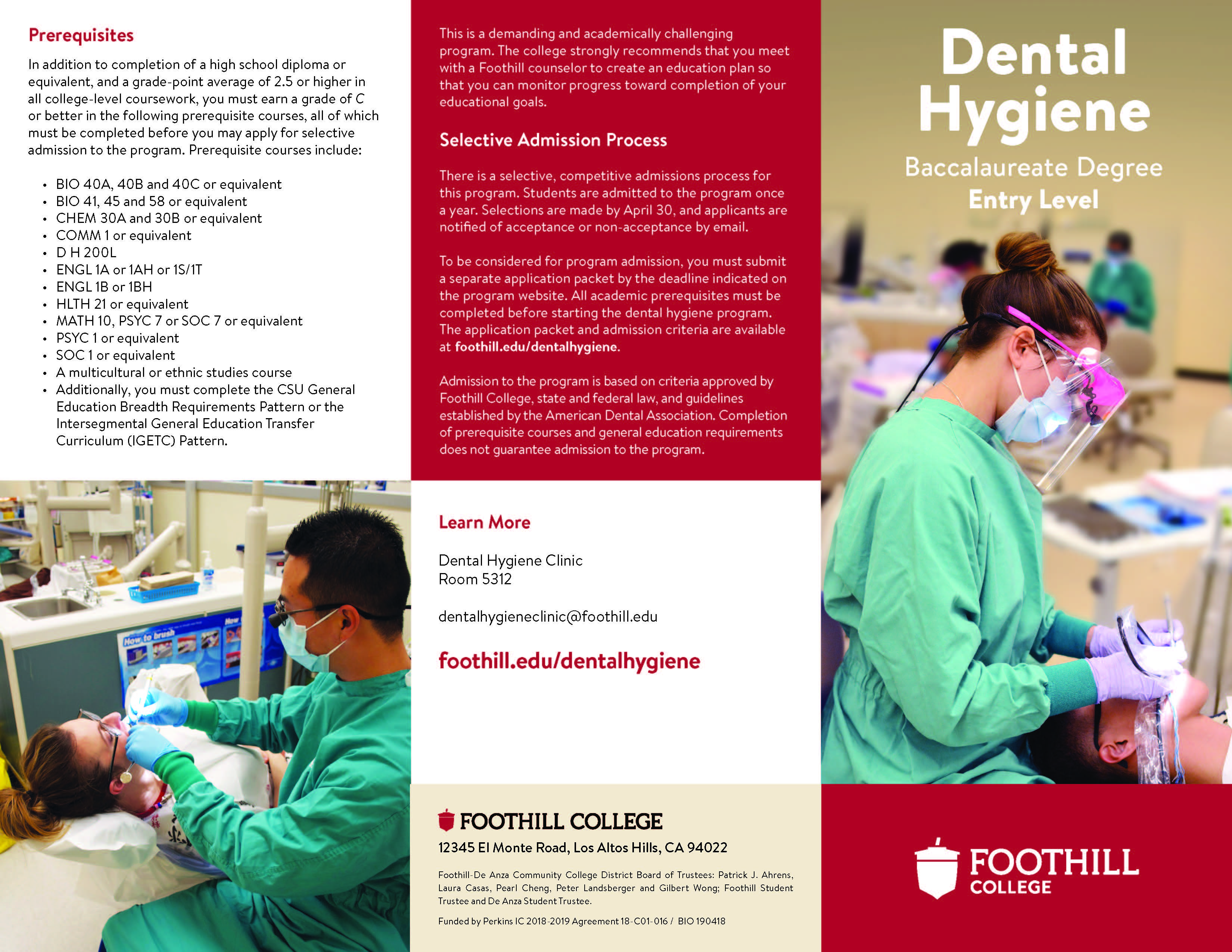 Dental Hygiene BS Entry Level Program Brochure cover