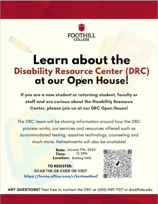 drc flyer with qr code to register for open house event