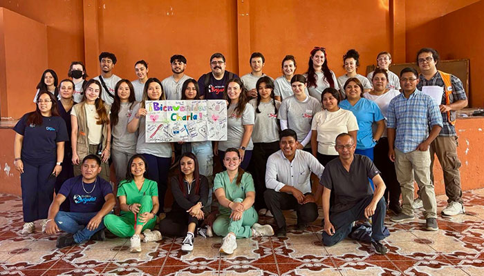 Large group of students