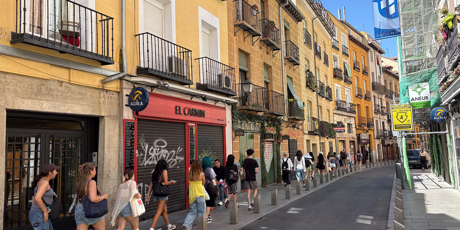 Students walking on a street
