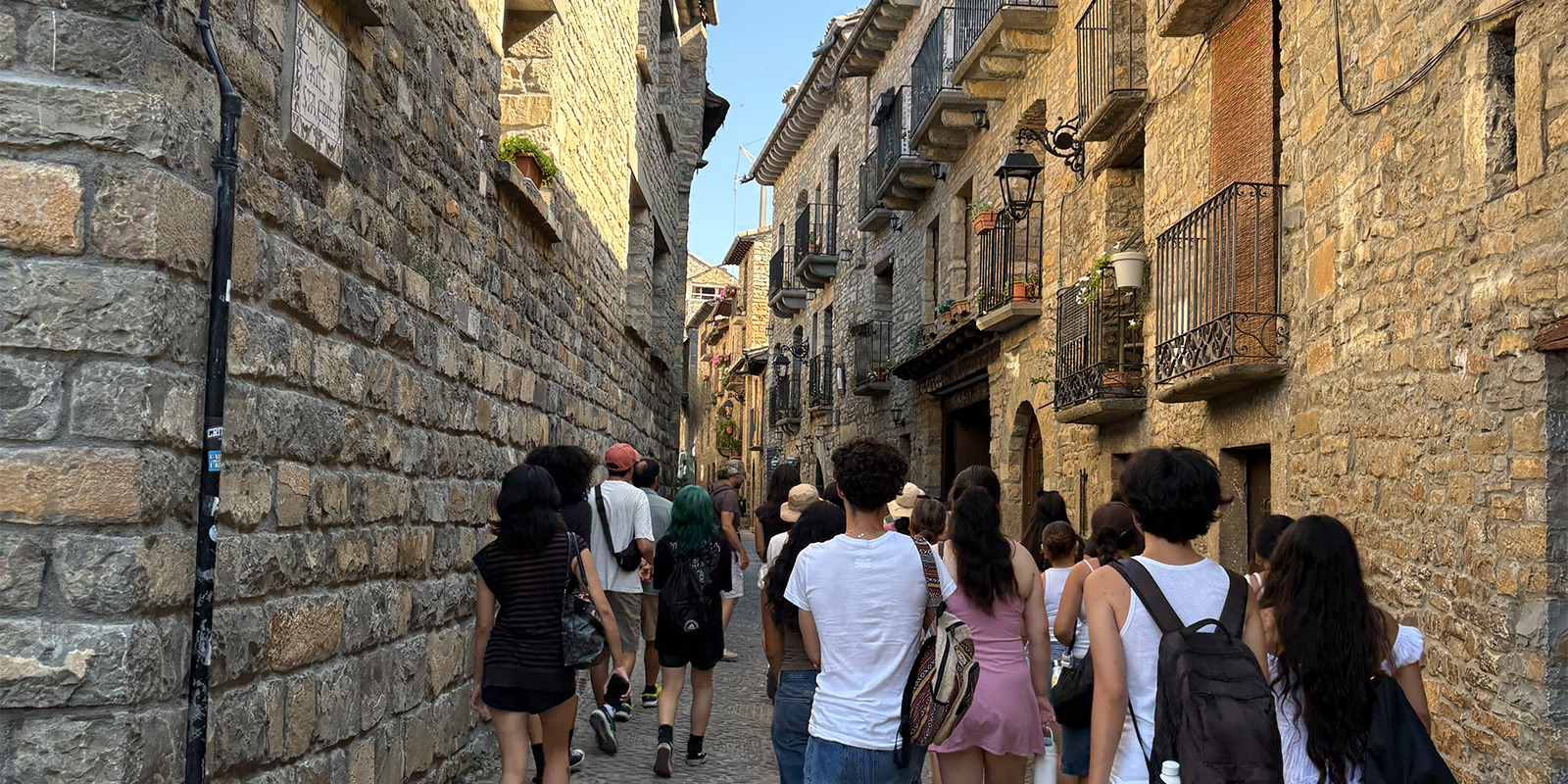 Group of Students walking in Ainsa