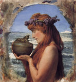 Female hold vase