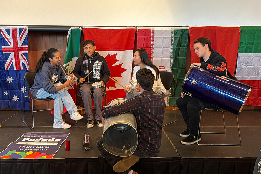 Diverse group of International students playing different instruments