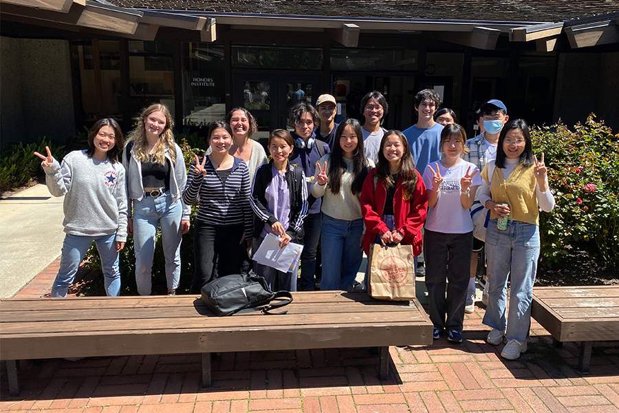 Diverse group of high school students at Foothill taking a group picture
