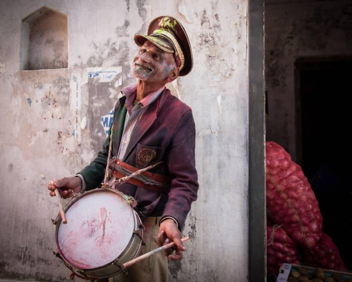 man playing drum