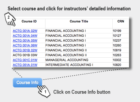 Click on Course Info button