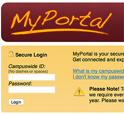 MyPortal log in page