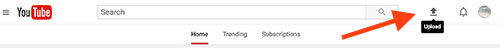 Arrow pointing to the upload button