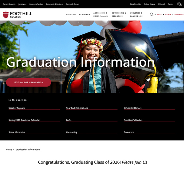Screenshot of the New website