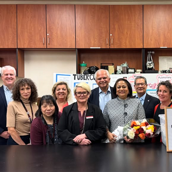 Foothill College and District officers at a health Lab celebrating the 2.4 million to launch Regional Pathways