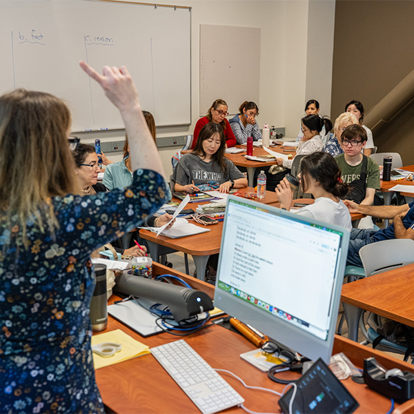 Adult students attending a ELL class