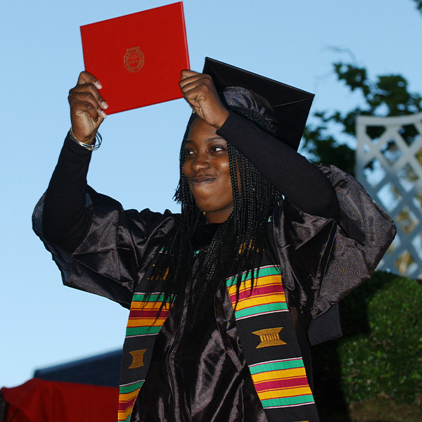 Student showing the Foothill College graduation certificate