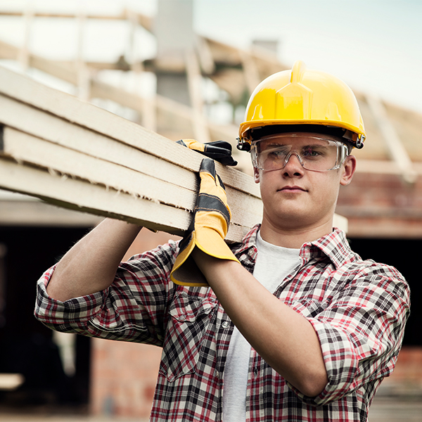 Student builder working at a construction